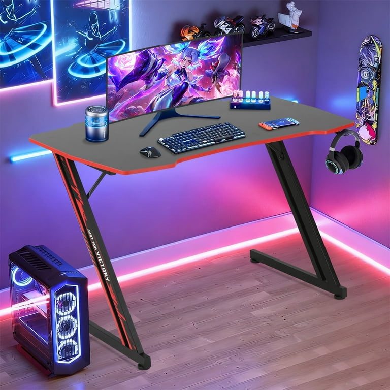 Z-Shaped 120cm Gaming Desk DeadSkull — Red
