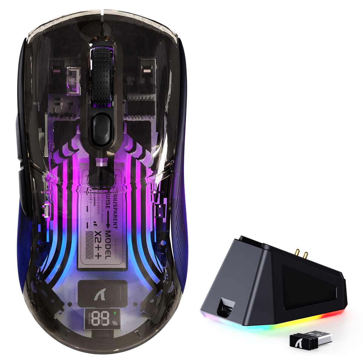 X2 Pro Attack Shark — Black Transparent